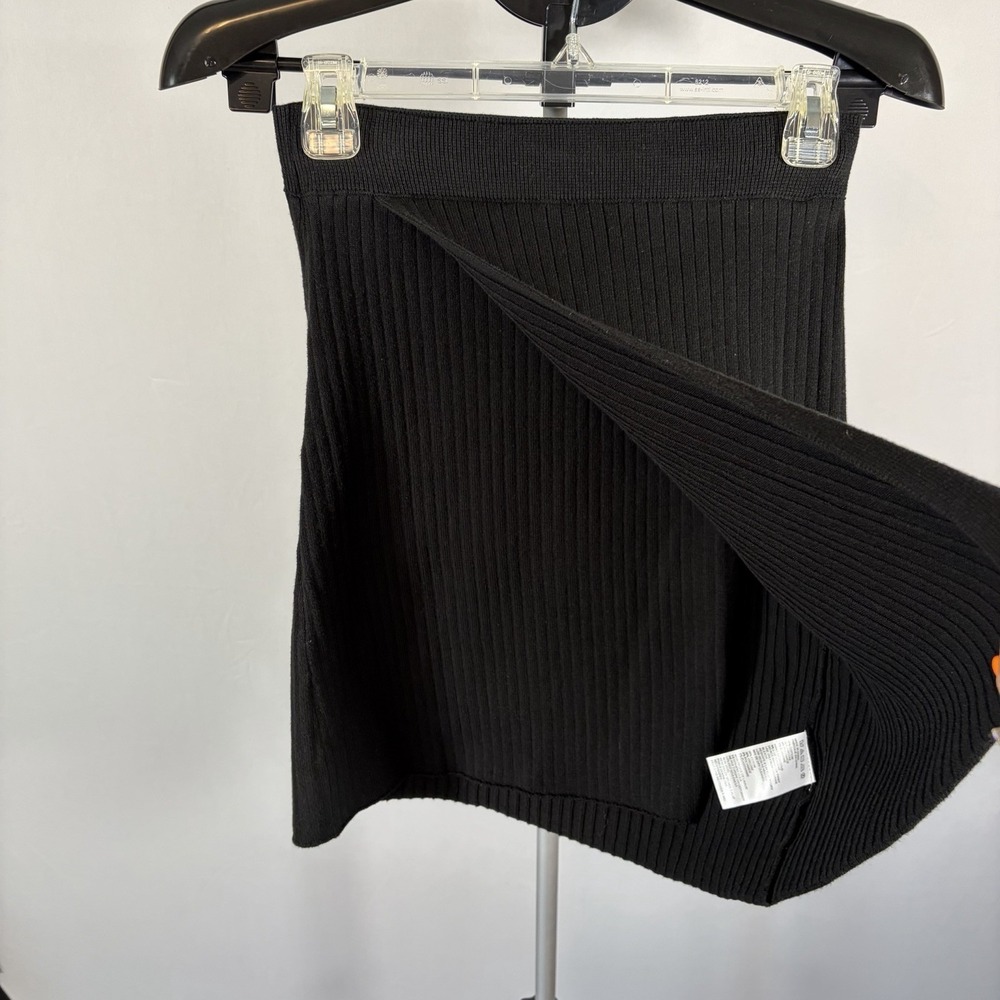 NWT Free People Small Black Knit Ribbed Skirt Grunge Emo Whimsigoth Academia - Picture 3 of 8